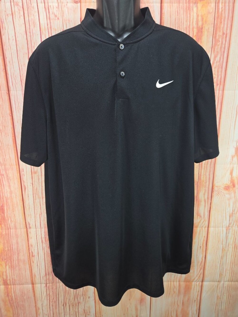 Nike Dri-Fit Mens Standard Fit Black Polo Size XL - Baseball Collar